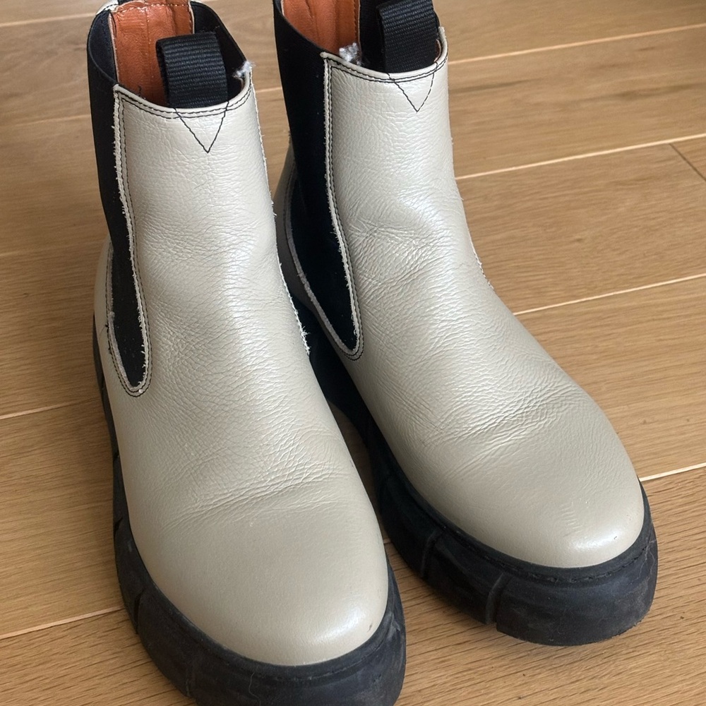 Cream and Black Women's Boots